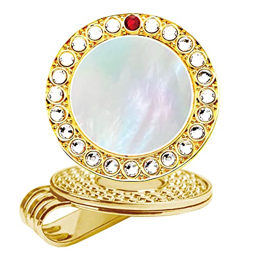 White Pearl With Red Crystal (Gold Clip)