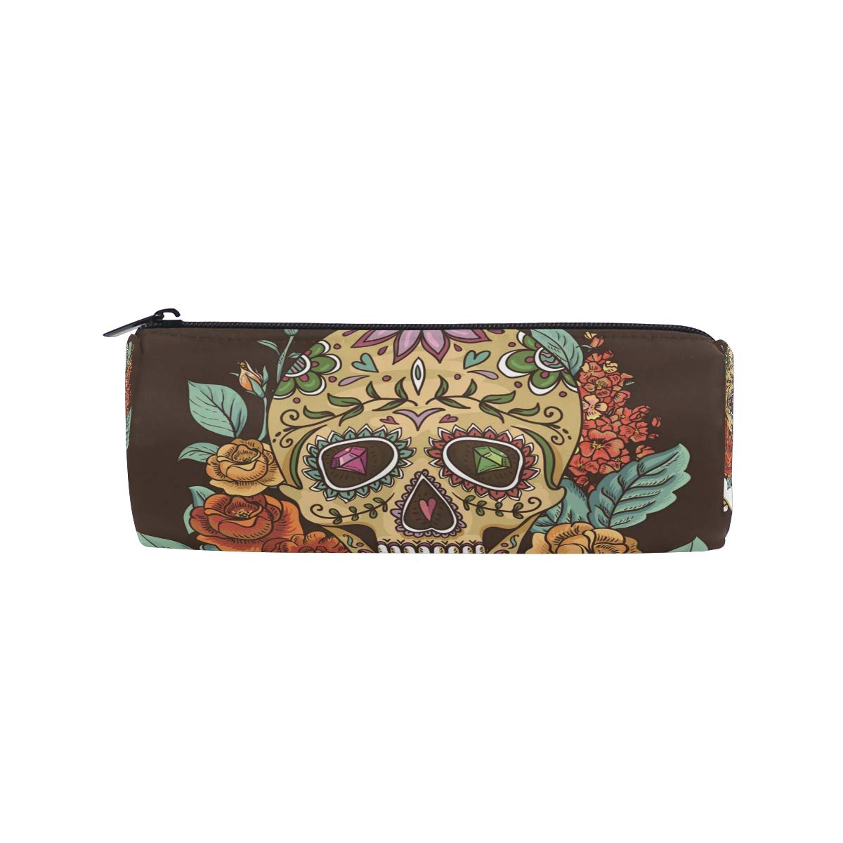 MUOOUM Colorful Sugar Skull Rose Diamond Pencil Case - Cute Zipper Pouch for Pens, Stationery & School Supplies | Perfect for Students, Travel & Daily Organization
