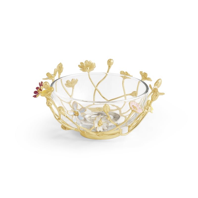 Wildflowers Small Glass Bowl - Elegant Decorative Bowl for Home Decor, Centerpiece, Candy Dish, or Gift - Perfect for Dining Table, Coffee Table, and Party Decorations