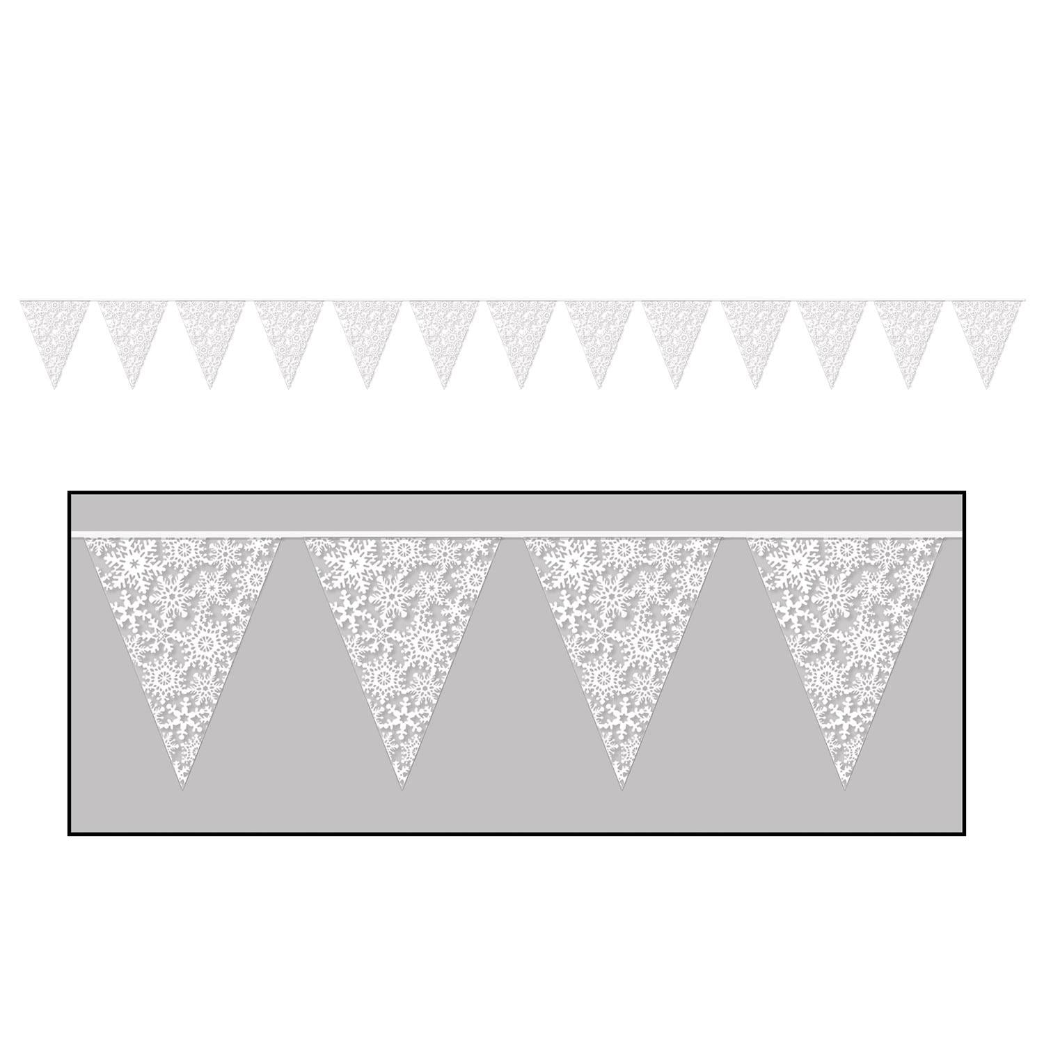 12 Pack Beistle Christmas Snowflake Pennant Banner - Festive Holiday Decor for Home, Party & Office - Perfect for Xmas Tree, Fireplace & Winter Wedding Decorations