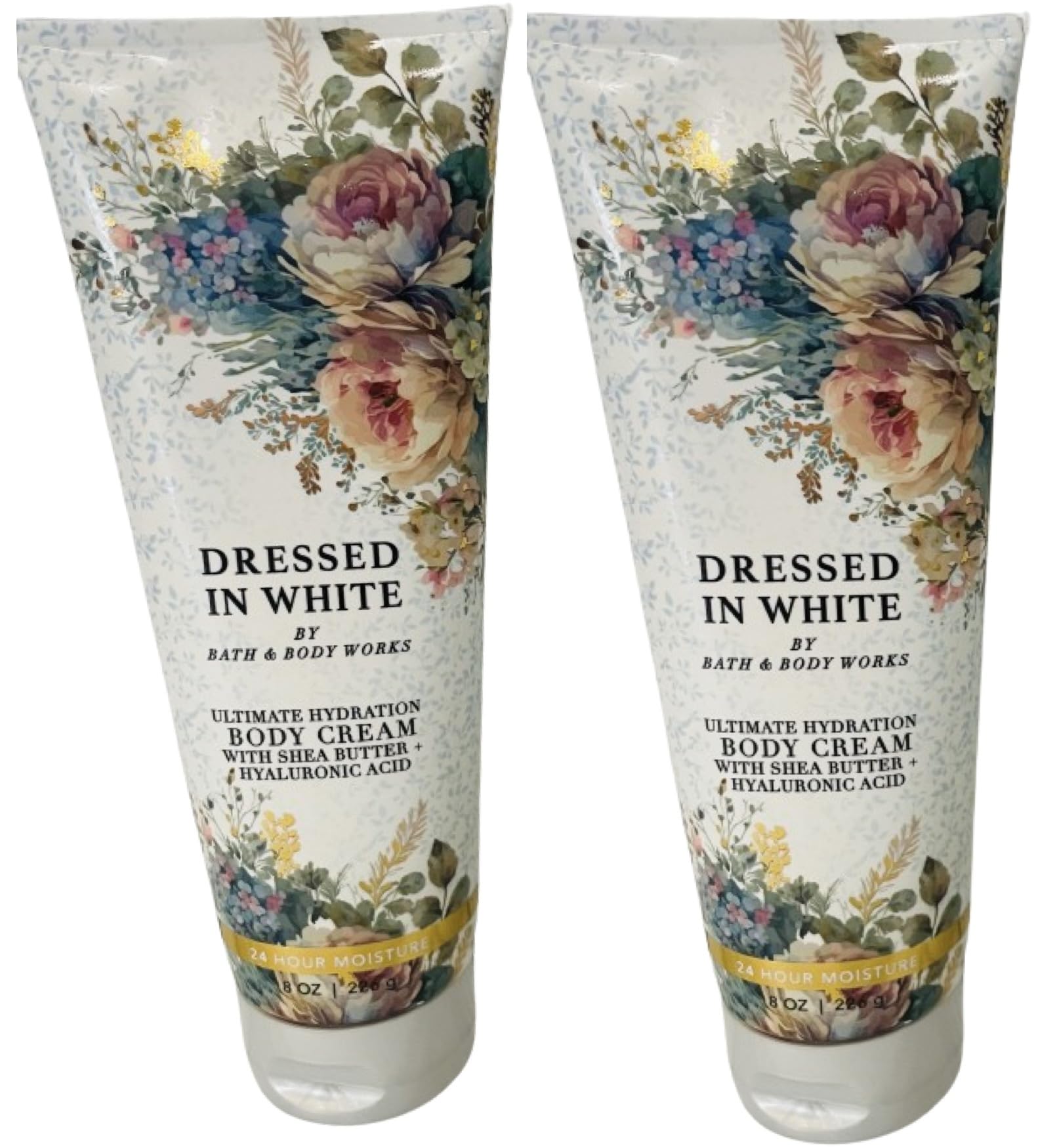 Bath & Body Works Dressed In White Ultimate Hydration Body Cream 8oz (Pack of 2) - Moisturizing Lotion for Dry Skin, Perfect for Daily Use & Gift Giving