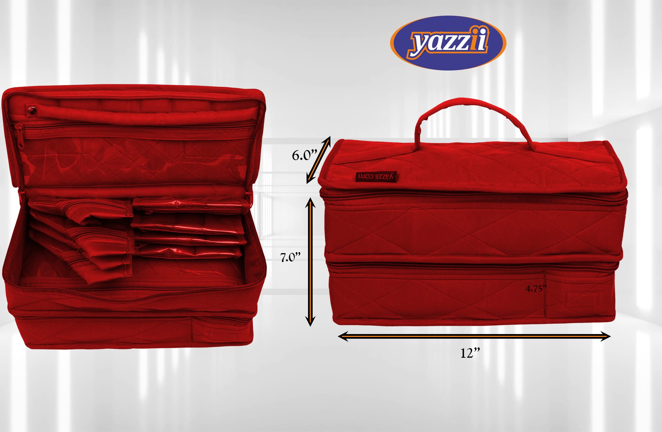 Yazzii Deluxe Portable Craft Storage Organizer Bag for Quilting, Needlework, Knitting, Sewing & Applique - Arts & Crafts Supplies Organizer with Multiple Pockets - Perfect for Travel, Home & Studio Use