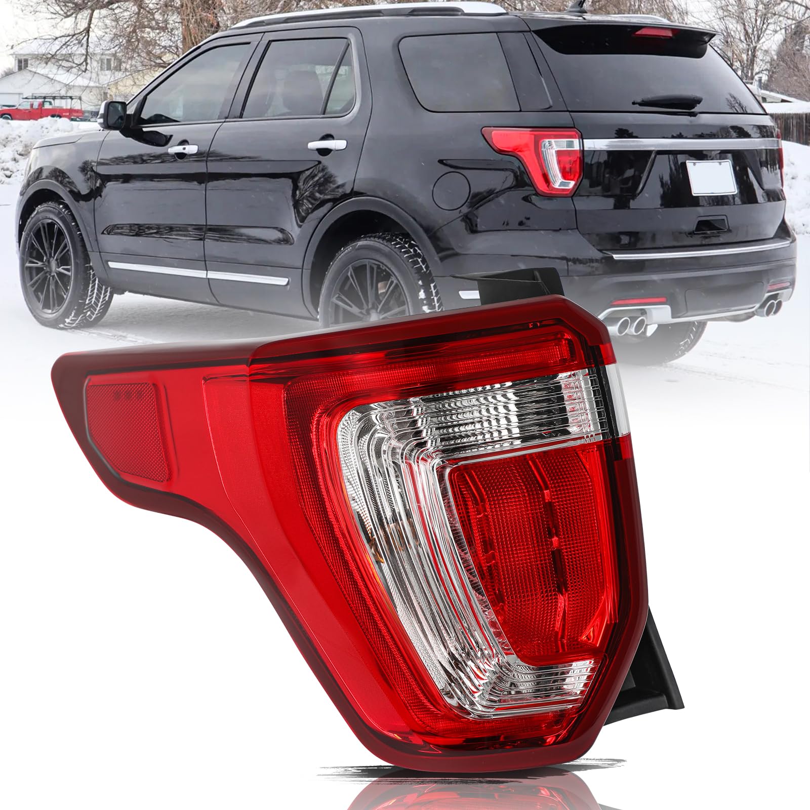 Aosky LED Tail Light Assembly for 2016-2019 Ford Explorer Police Interceptor - Left Driver Side Brake Signal Lamp with Bulbs | Durable Replacement for Enhanced Night Visibility & Safety