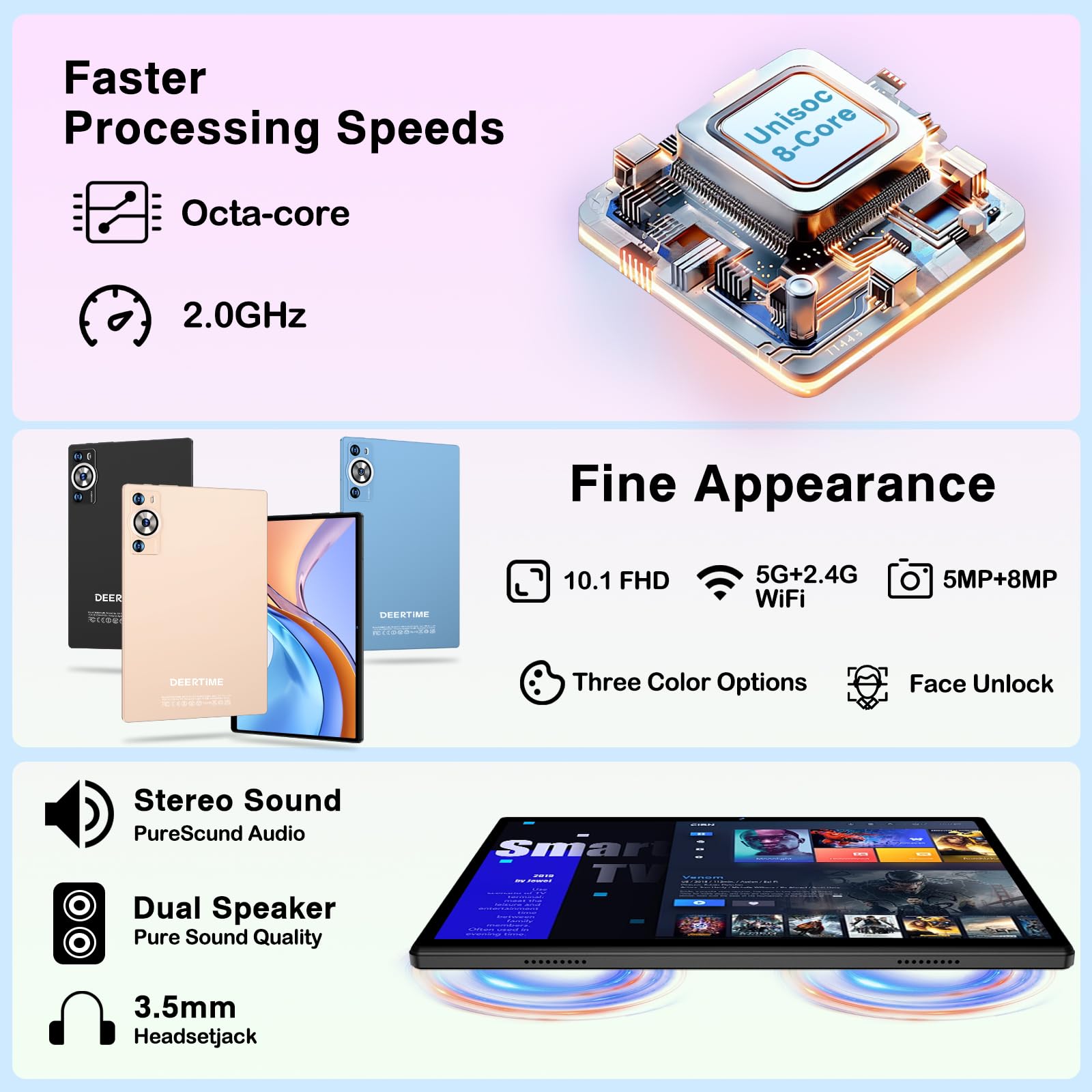 Android 14 Tablet 10.1 Inch HD Touchscreen - 8GB RAM 128GB Storage (Expandable to 1TB) with 8000mAh Battery | Octa-Core Processor | Includes Keyboard & Mouse | Widevine L1 & Split-Screen Support - Black | Perfect for Work, Study & Entertainment