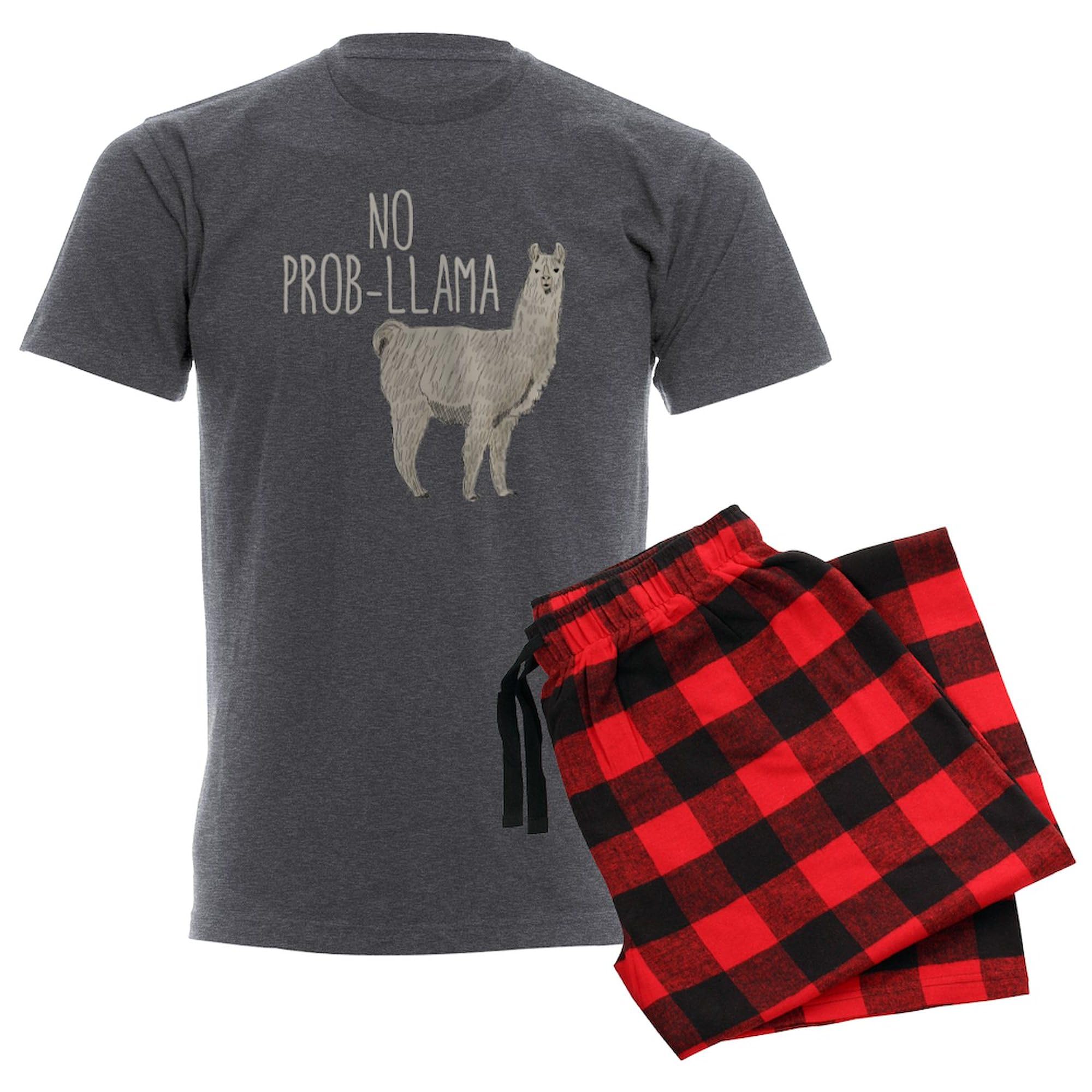 No Prob Llama Men's Charcoal Pajama Set - Funny Novelty Sleepwear for Men - Cozy Lounge Pajamas for Relaxing at Home & Gift Giving