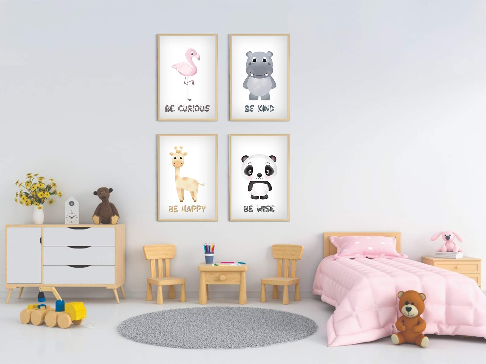Awkward Styles Safari Baby Animals Poster Set of 4 - 18x24 Inch Nursery Wall Art for Kids Room, Playroom & Classroom Decor - Perfect for Jungle Themed Bedrooms, Daycare Centers & Educational Spaces