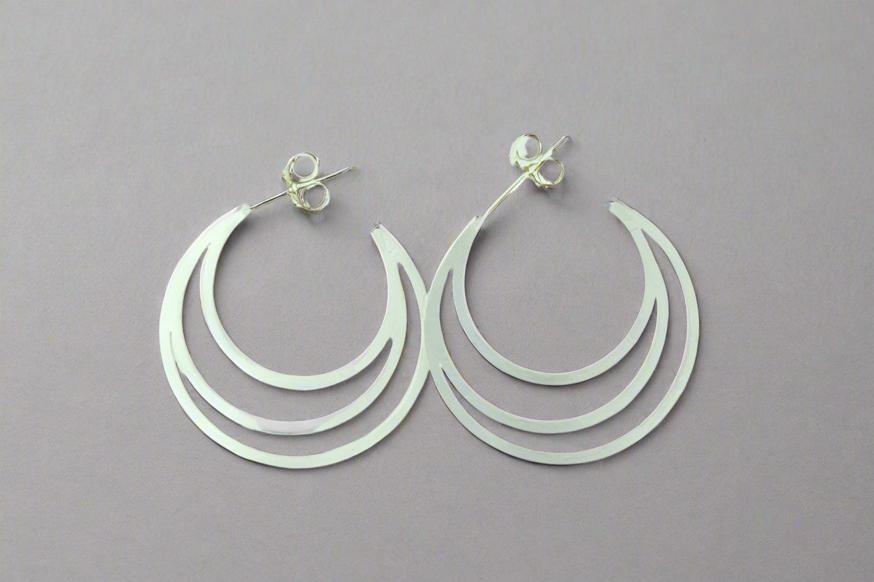 Large Moon Cutout Earrings - Sterling Silver Dangle Earrings for Women - Perfect for Boho, Festival & Everyday Wear