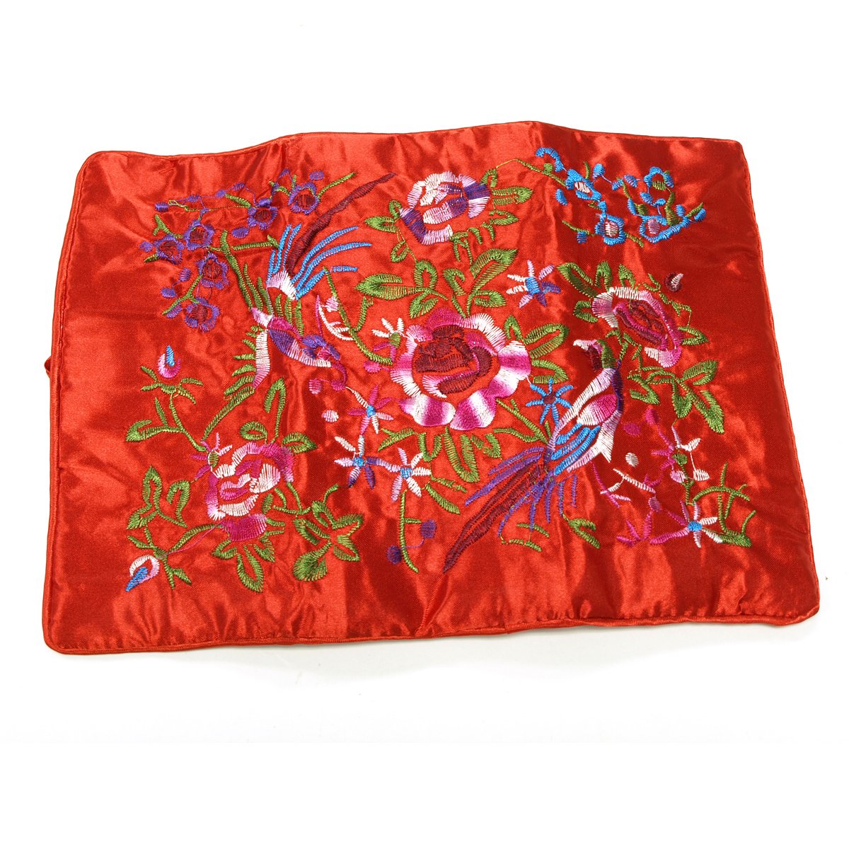 Wrapables Silk Embroidered Jewelry Rolls - Red | Travel Jewelry Organizer for Necklaces, Bracelets & Earrings | Perfect for Vacation, Business Trips & Gift Giving