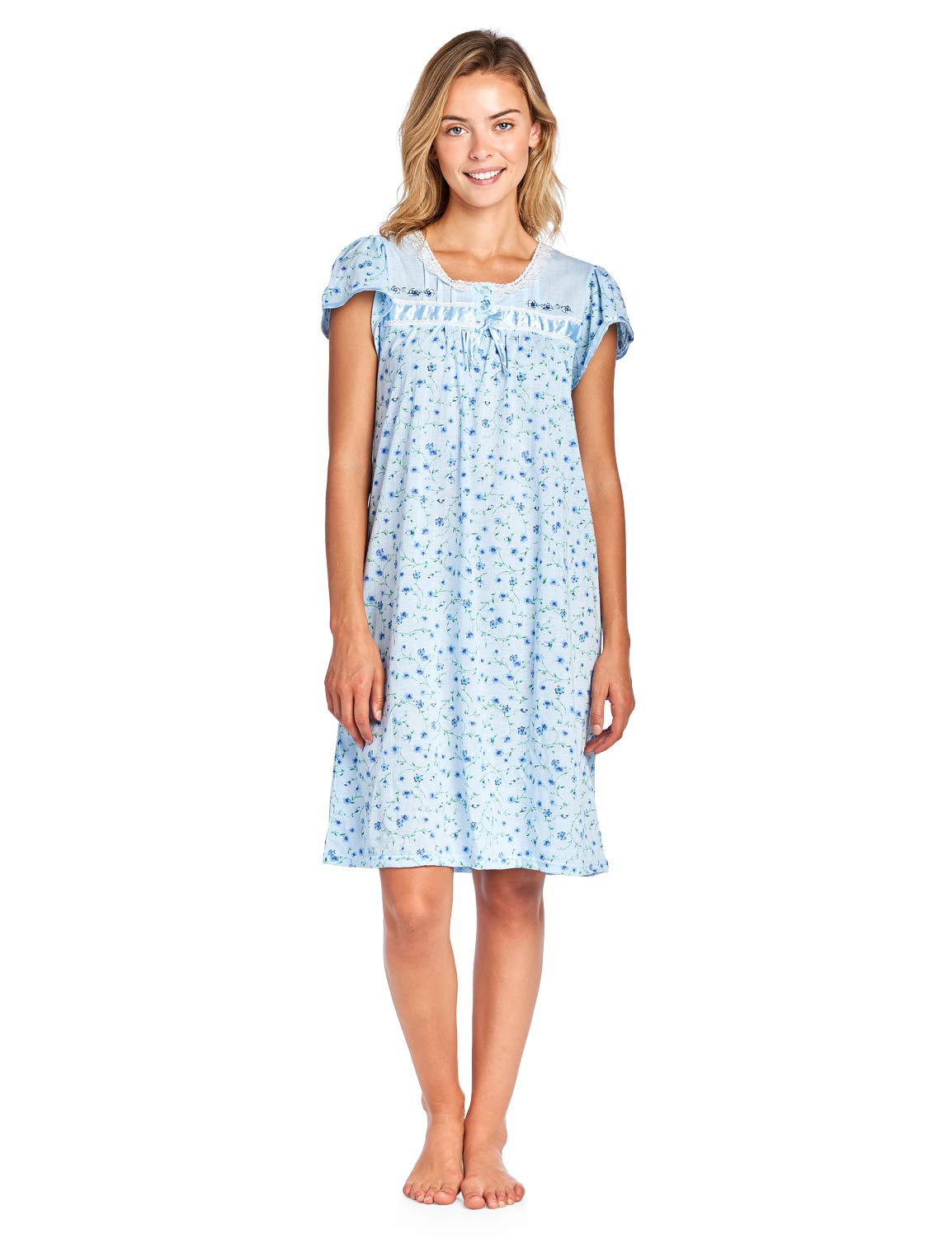 Women's Floral Short Sleeve Nightgown - Soft Casual Sleepwear for Comfortable Nights | Perfect for Summer Bedtime & Lounge Wear