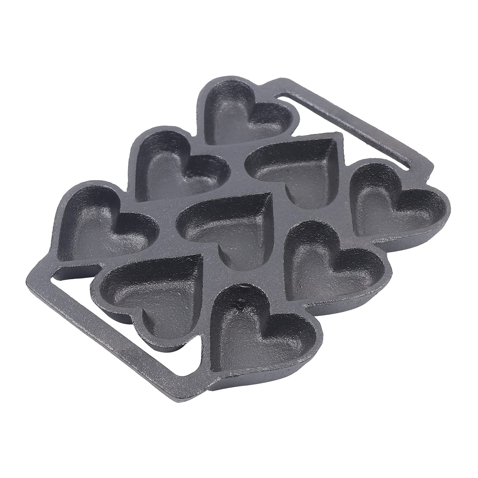 Cast Iron Takoyaki Pan with 9 Heart-Shaped Molds - 9.45x7.9x0.79 Inch Japanese Octopus Ball Maker for Home Cooking, Street Food & Party Snacks