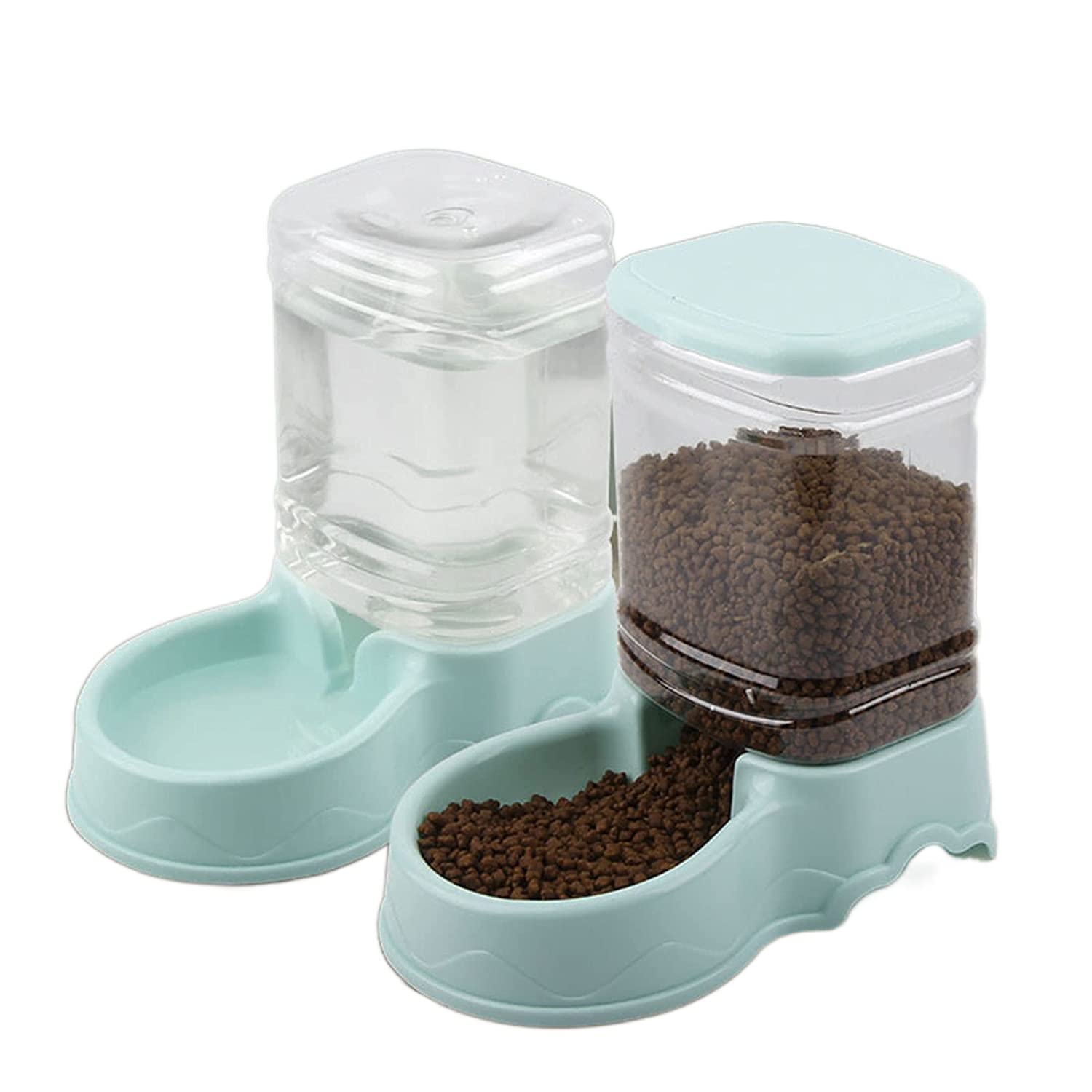 Automatic Gravity Pet Feeder & Water Dispenser Set - 3.5L Unplugged Cat Food Dispenser & Dog Water Bowl for Small, Medium, Large Pets - Perfect for Home, Travel, and Office Use