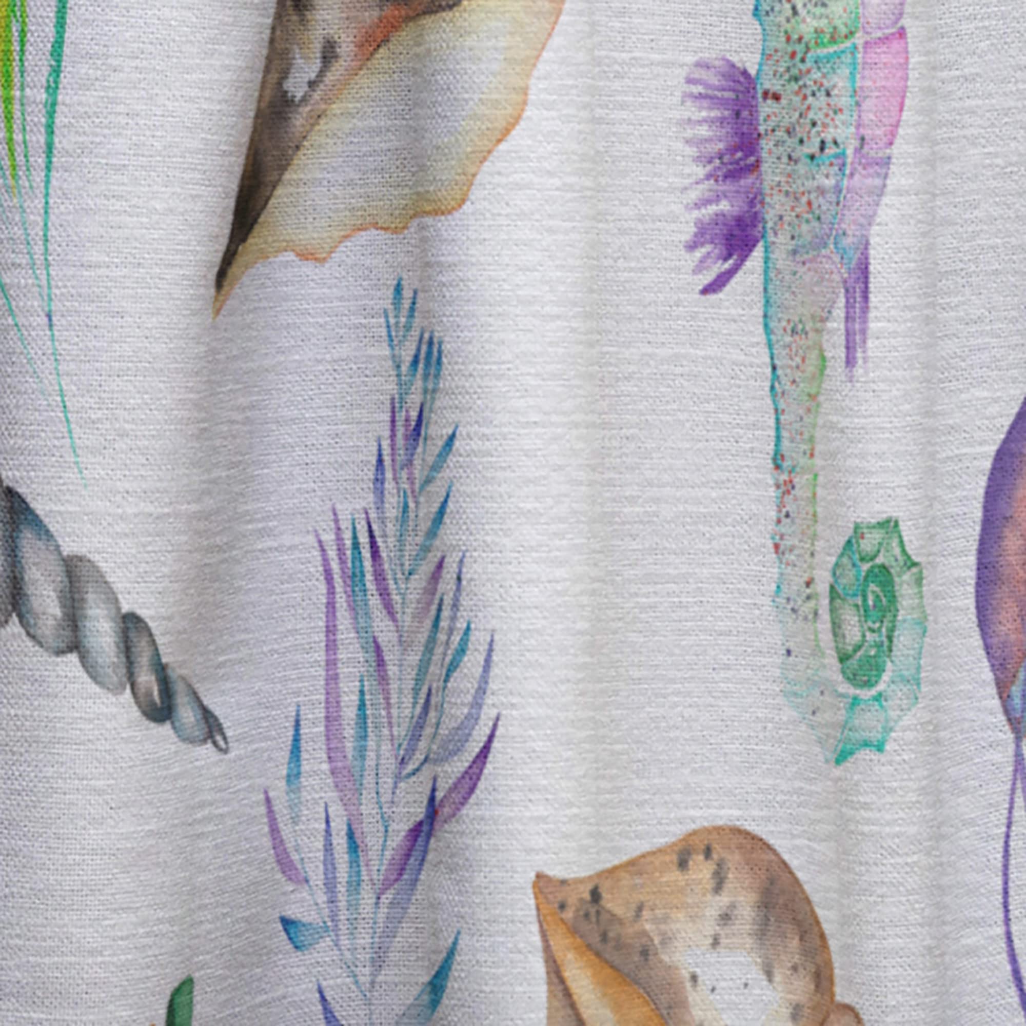 DesignQ Thermal Insulated Blackout Curtains - Seahorses Jellyfish Shells & Seaweed Ocean Theme - 52x63 Inch Single Panel for Bedroom & Living Room - Perfect for Coastal Decor, Kids Room & Beach House Style