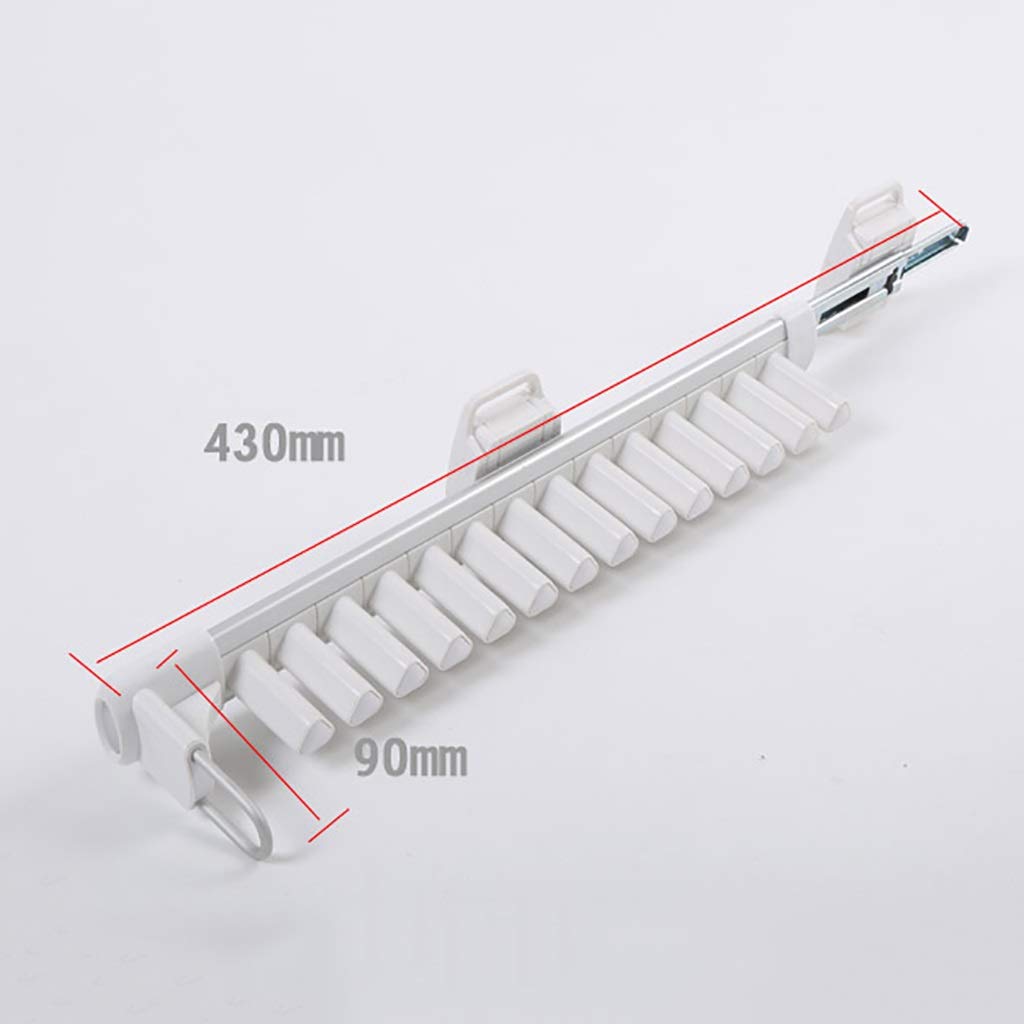 Expandable Cabinet Tie Rack - Pull Out Sliding Rail for Scarves & Belts, 14-Pair Organizer with 440mm Depth, Side Mounted (Left Mount) - Perfect for Closet, Wardrobe & Bedroom Storage Organization