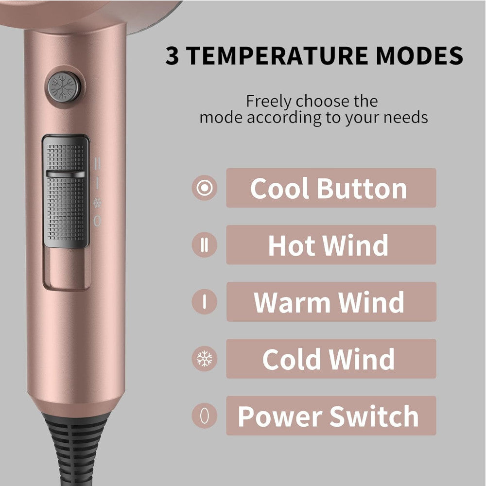 DOOAIR Ionic Professional Hair Dryer with Negative Ion Technology - Fast Drying & Frizz Control for Salon-Quality Blowouts at Home (Red) - Perfect for Styling, Travel & Daily Hair Care