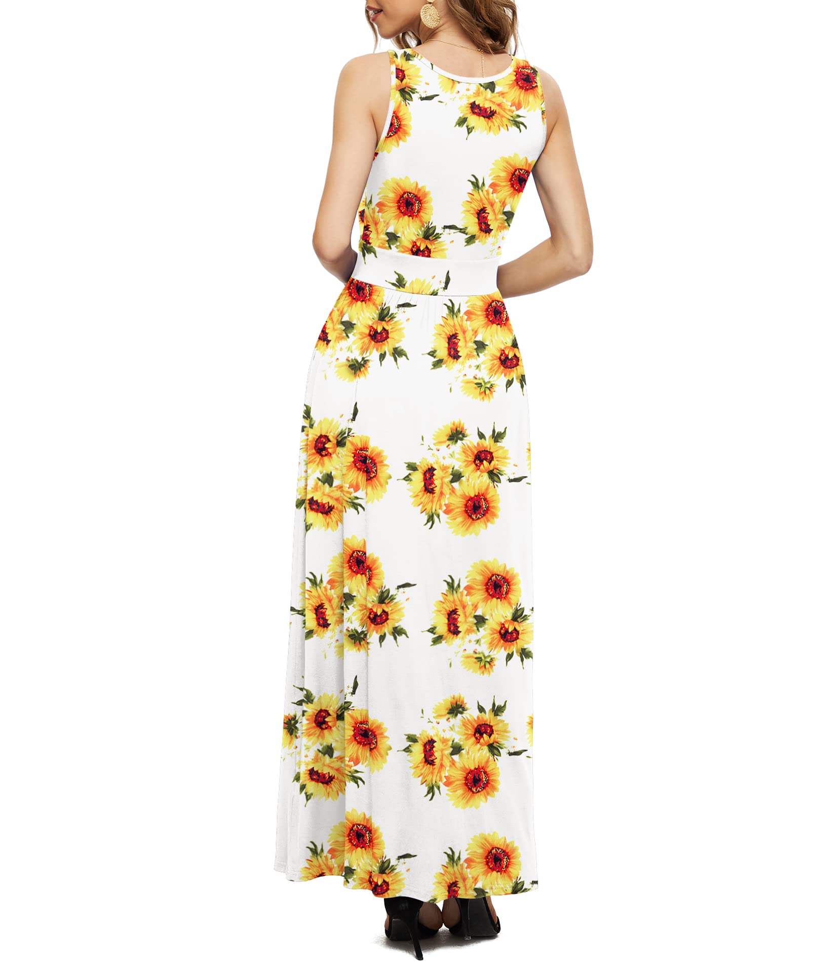 LILBETTER Women's Sleeveless Maxi Dress with Pockets - Empire Waist Casual Long Summer Dress for Beach, Vacation & Outdoor Activities