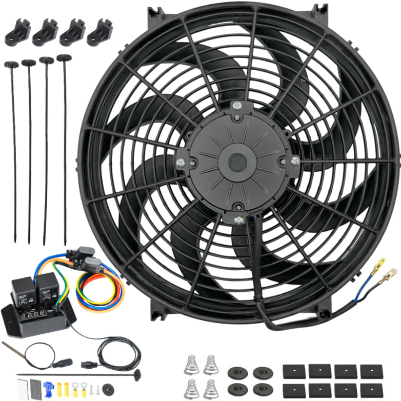 14-15 Inch 180W Electric Fan with Digital Adjustable Thermostat Kit - Perfect for Radiator Cooling in Cars, Trucks & SUVs