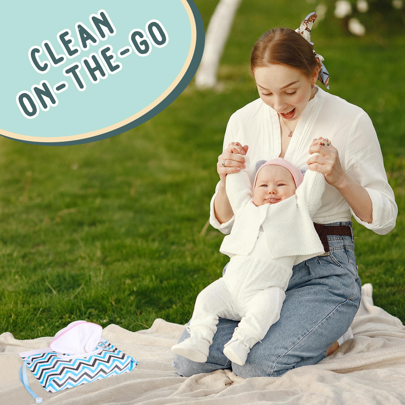 30 Pack Reusable Organic Cotton Baby Wipes with 3 Pack Dispenser - Soft Washable Cloth Diaper Wipes 8x8 Inches - Eco-Friendly Natural Wipes for Newborns, Toddlers & Sensitive Skin - Perfect for Diaper Changes, Face Cleaning & On-the-Go Use