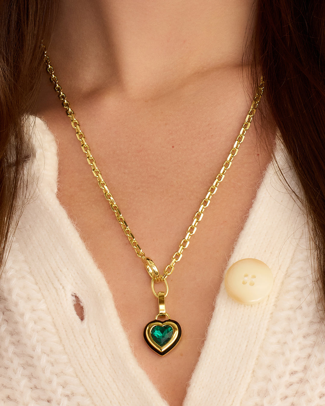 Emerald Heart Tag Charm - Elegant Jewelry Pendant for Necklaces & Bracelets | Perfect for Gifts, Anniversaries & Special Occasions