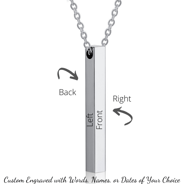 Custom Engraved Sterling Silver Pillar Pendant Necklace - Personalized Name Jewelry Gift for Women - Perfect for Anniversaries, Birthdays & Special Occasions