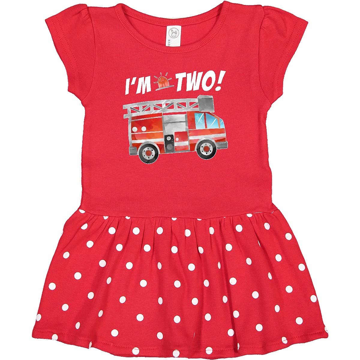 inktastic I'm 2 Fire Truck 2nd Birthday Infant Dress - Perfect for Toddler Birthday Parties, Photo Shoots & Special Occasions