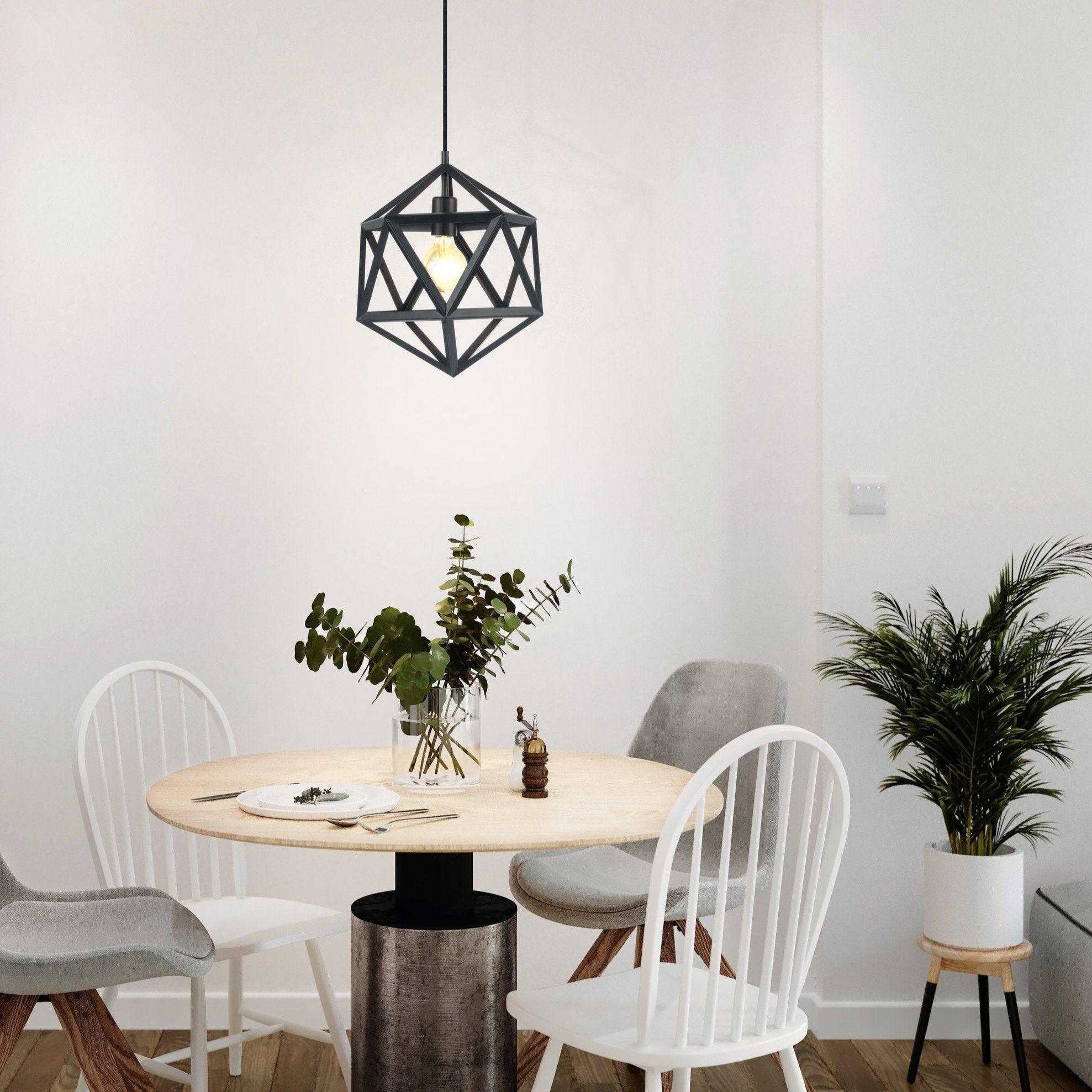 Eglo Embleton Black Diamond-Shaped Metal Ceiling Pendant Light Fixture - Modern Dining Room & Kitchen Island Lighting
