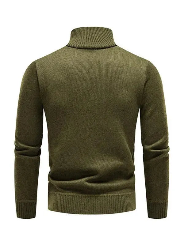 Men's Stand-Up Collar Patchwork Zipper Turtleneck Sweater - Winter Fashion for Casual & Business Wear