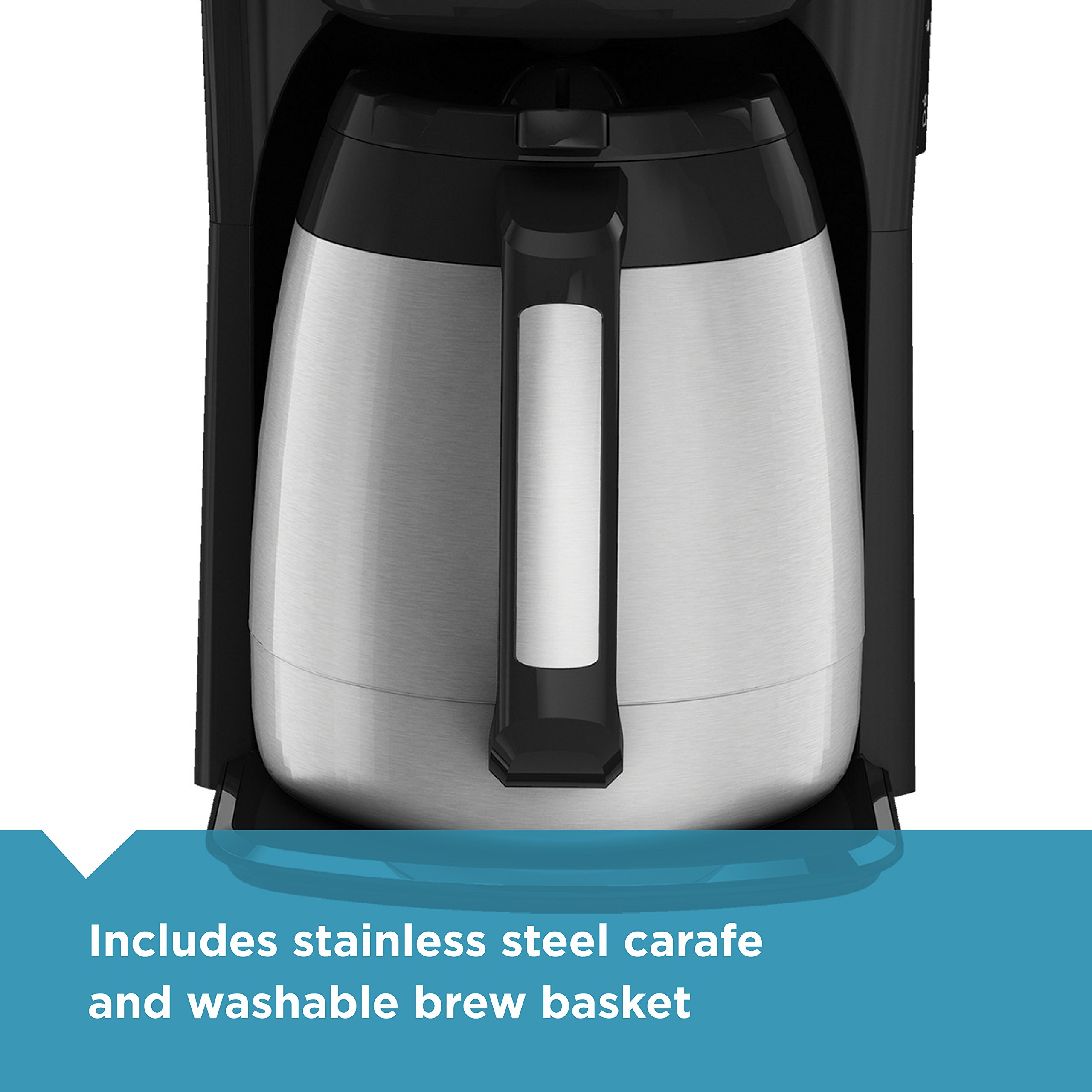 BLACK+DECKER 12-Cup Thermal Coffee Maker with Stainless Steel Carafe - Digital Programmable Coffee Machine for Home & Office - Keeps Coffee Hot for Hours - Easy to Clean & Use - Perfect for Breakfast, Meetings & Entertaining