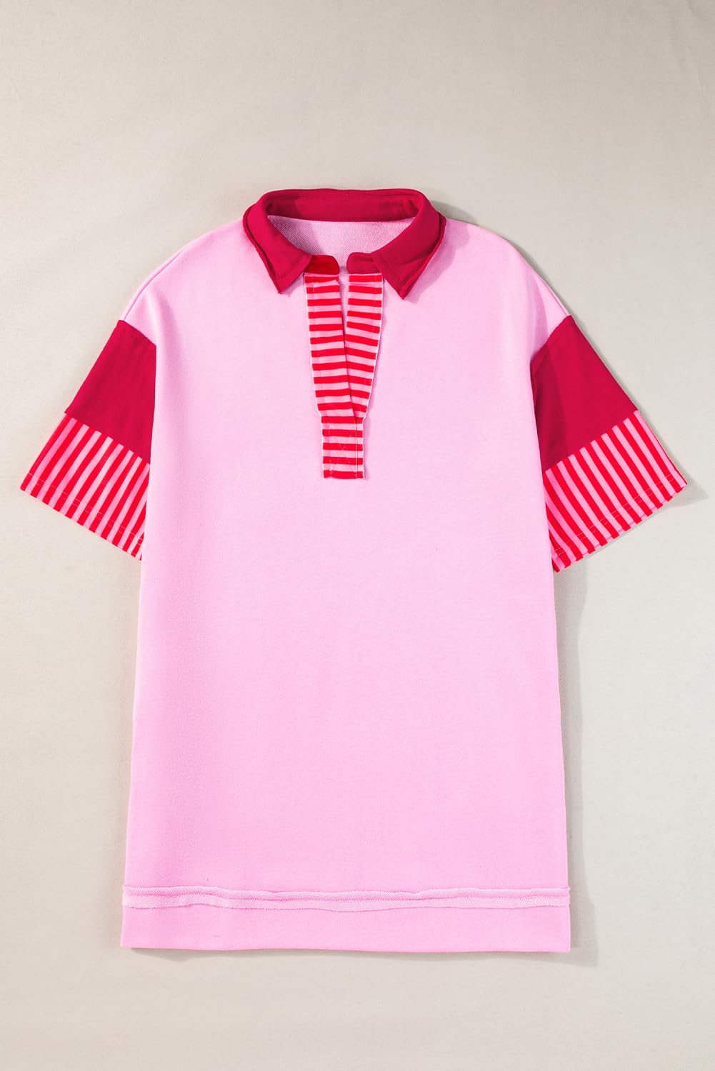 Women's Casual White Stripe Colorblock Patchwork Short Sleeve T-Shirt Dress | Summer Beach Wear & Everyday Outfit