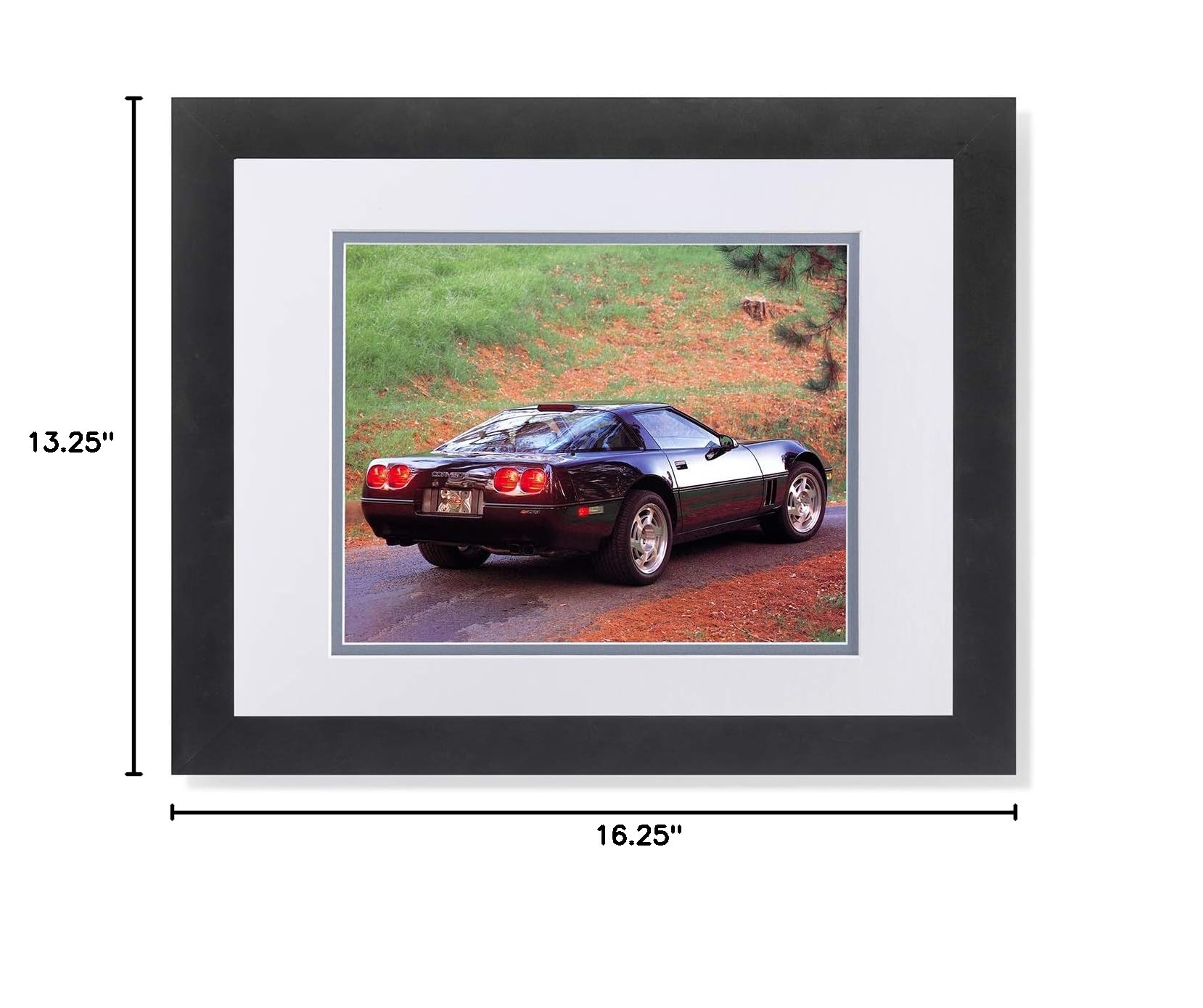 Black Chevrolet ZR-1 Corvette Chevy Car Photo Wall Art - Framed & Matted Print for Home, Office, Man Cave Decor - Perfect Gift for Car Enthusiasts