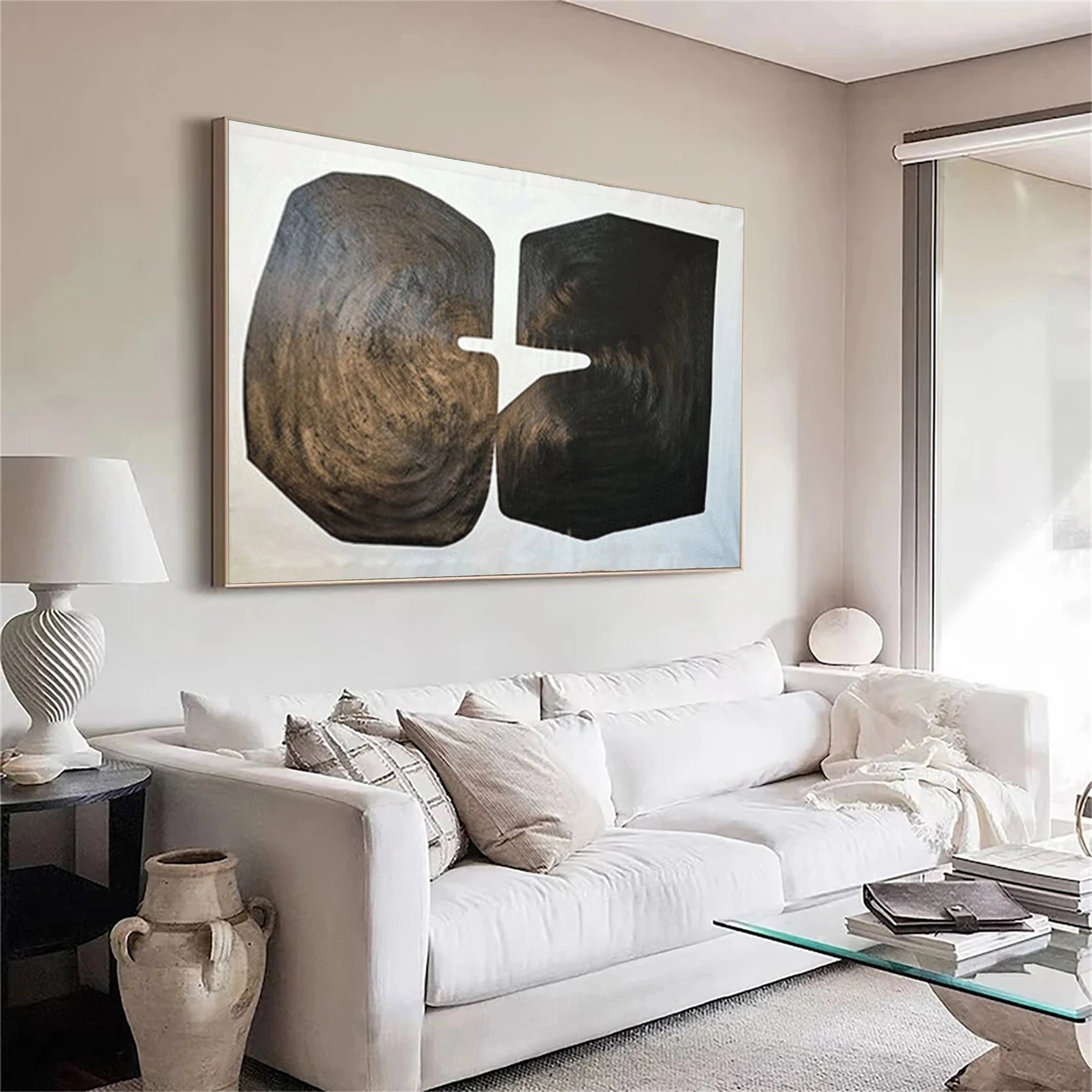 Modern Black and White Textured Minimalist Wall Art Print #MZ077 - Perfect for Living Room, Bedroom & Office Decor