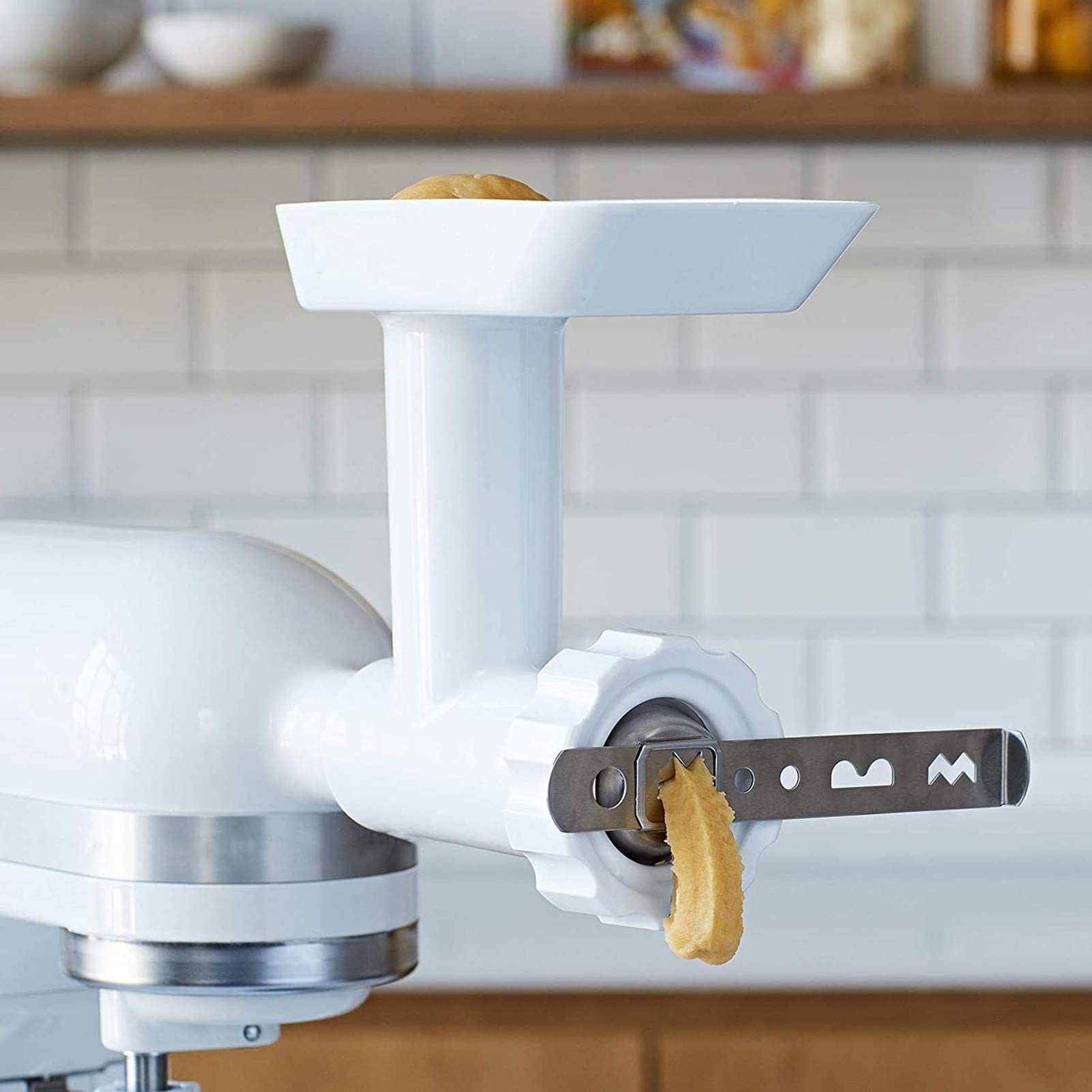 Kaiwern Stainless Steel Cookie Maker Pastry Attachment for Meat Grinder - 5# Biscuit Mold Dough Cutter | Perfect for Churros, Cookies & Pastry Making | Ideal for Home Baking & Commercial Kitchen Use