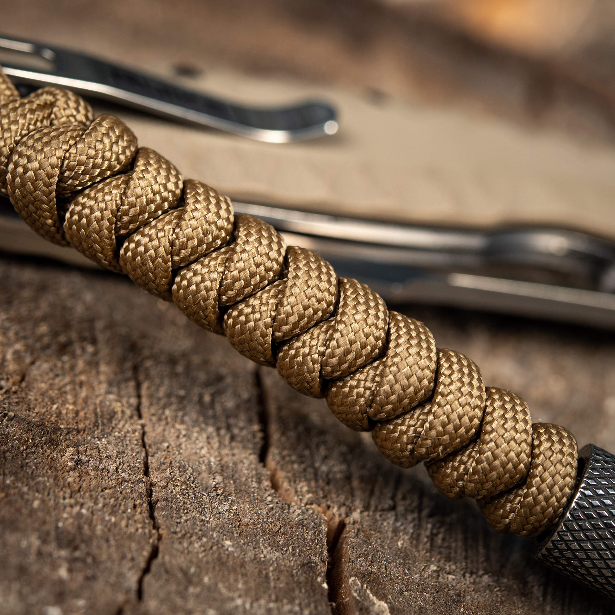 Tactical Paracord Knife Lanyard with Beads - M-Tac Viper Stainless Steel Survival Lanyard (Coyote) - Perfect for Outdoor Camping, Hunting & EDC Gear Accessories