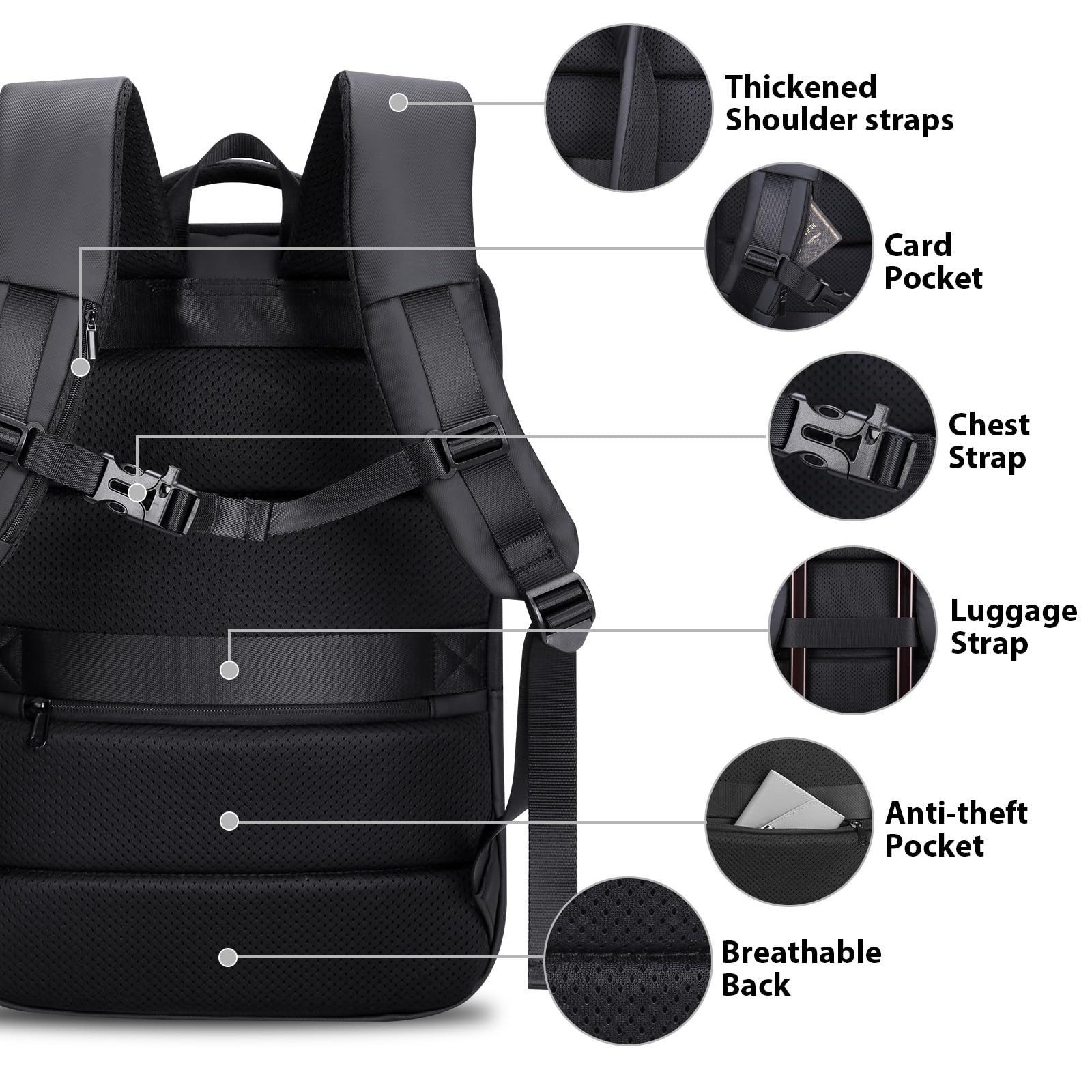 HOMIEE Business Smart Backpack - Waterproof & Slim 15.6 Inch Laptop Backpack with USB Charging Port - Durable High-Tech Daypack for Work, Travel & College - Black    Perfect for Professionals, Students & Commuters - Office, Business Trips & Daily Use