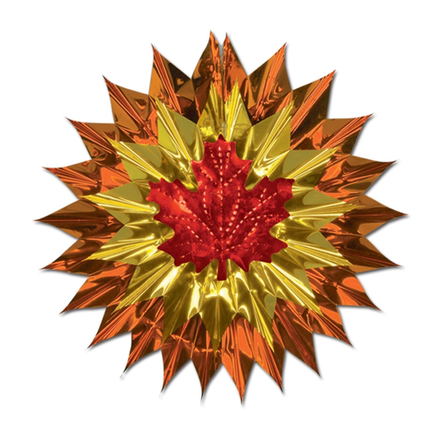 12-Piece Beistle Thanksgiving Fall Leaf Fan Burst Decorations - Autumn Harvest Party Supplies for Home, Office & Thanksgiving Dinner Decor
