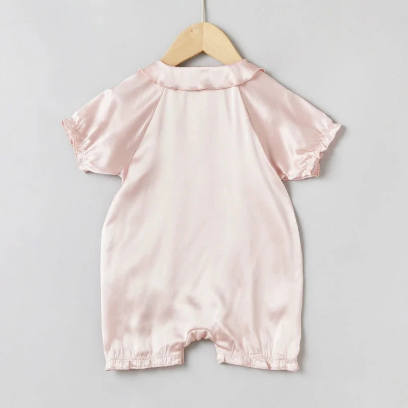 Baby Silk Onesies with Doll Collar - Soft & Comfortable Newborn Bodysuits for Girls & Boys - Perfect for Photos, Parties & Everyday Wear