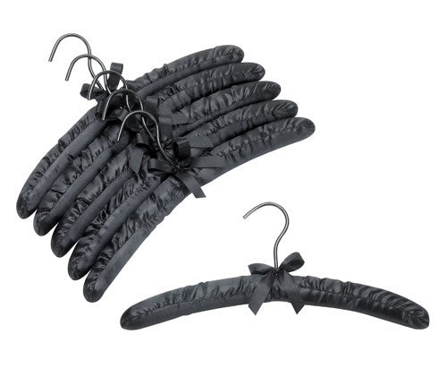 Luxury Black Satin Hangers - Non-Slip Velvet Clothes Hangers for Delicate Garments - Perfect for Dresses, Blouses, and Suits - Closet Organization Essentials