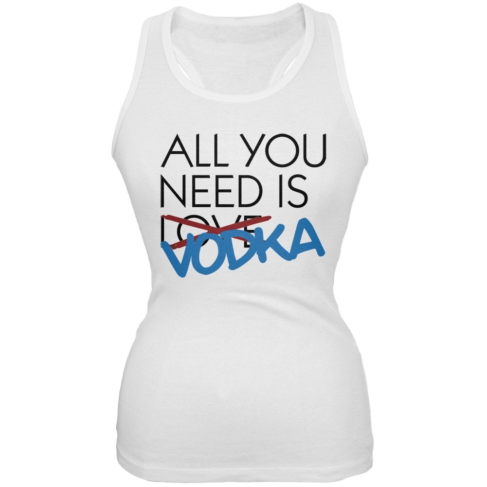 Trendy White Juniors Soft Tank Top for Women - Perfect for Summer, Casual Wear & Vodka-Themed Parties