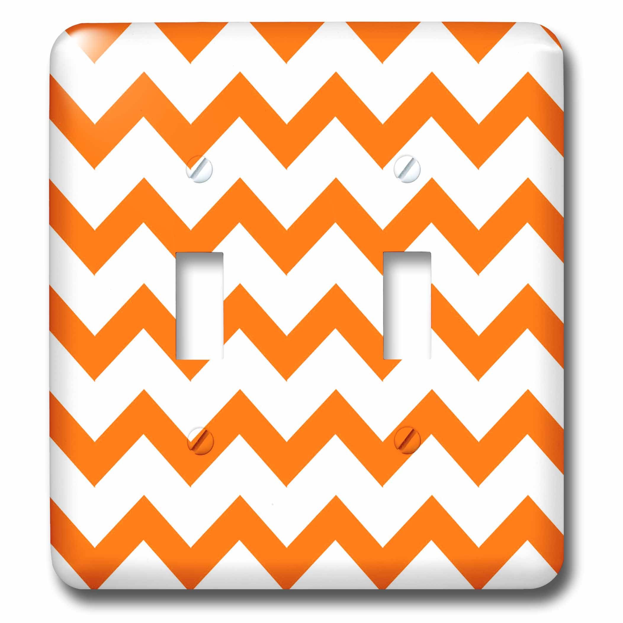3D Orange and White Chevron Pattern Light Switch Cover - Decorative Wall Plate for Home, Bedroom, Bathroom, and Office Decor