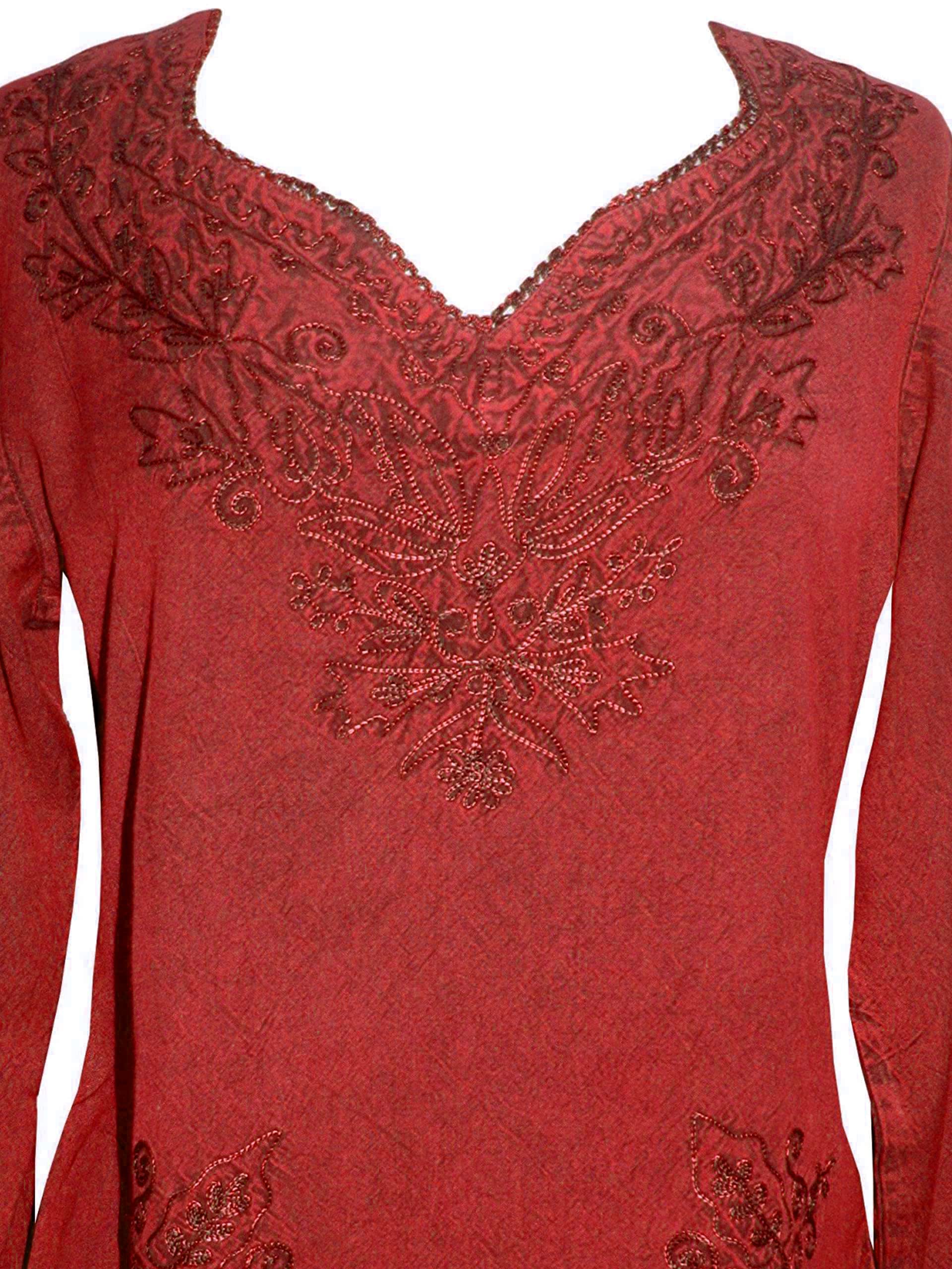 Agan Traders 2025 Spring Long Sleeve Embroidered Blouse - Medieval Bohemian Vintage Tunic Top for Women | Perfect for Renaissance Fairs, Boho Festivals & Casual Chic Outfits