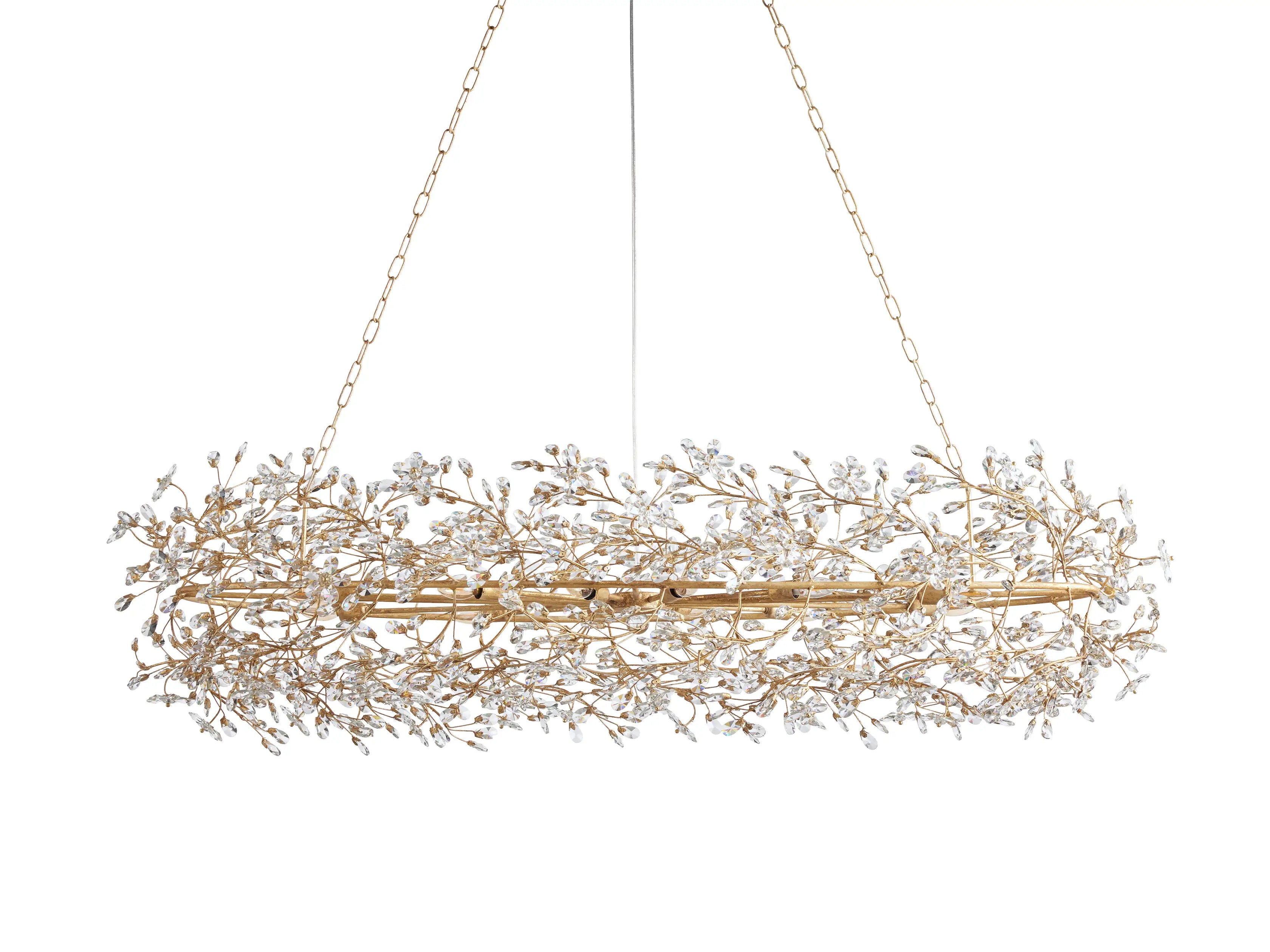 Fiore Oval Chandelier 62'' 74'' - Modern Crystal Ceiling Light Fixture for Dining Room, Living Room & Bedroom | Elegant Lighting for Home Decor