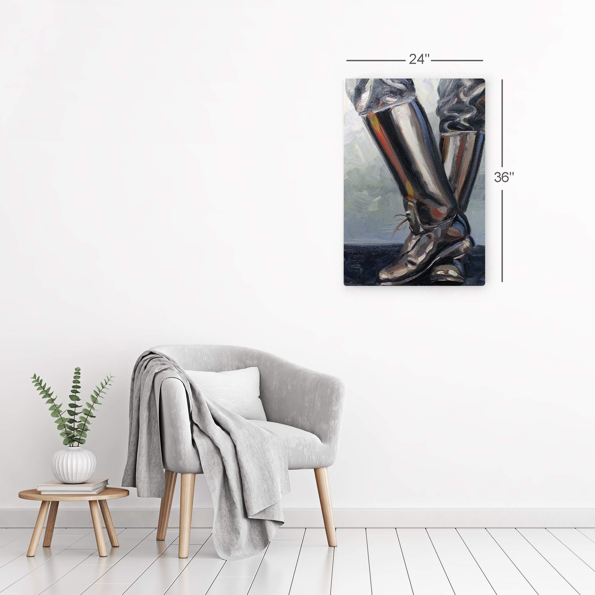 Kenney Mencher Smile Art Design Boots Bondage Beatings Shoes Portrait Oil Painting - 30x20 Metal Print Wall Art for Living Room & Bedroom Decor | Ready to Hang Made in USA | Perfect for Gothic Home Decor & Art Collectors
