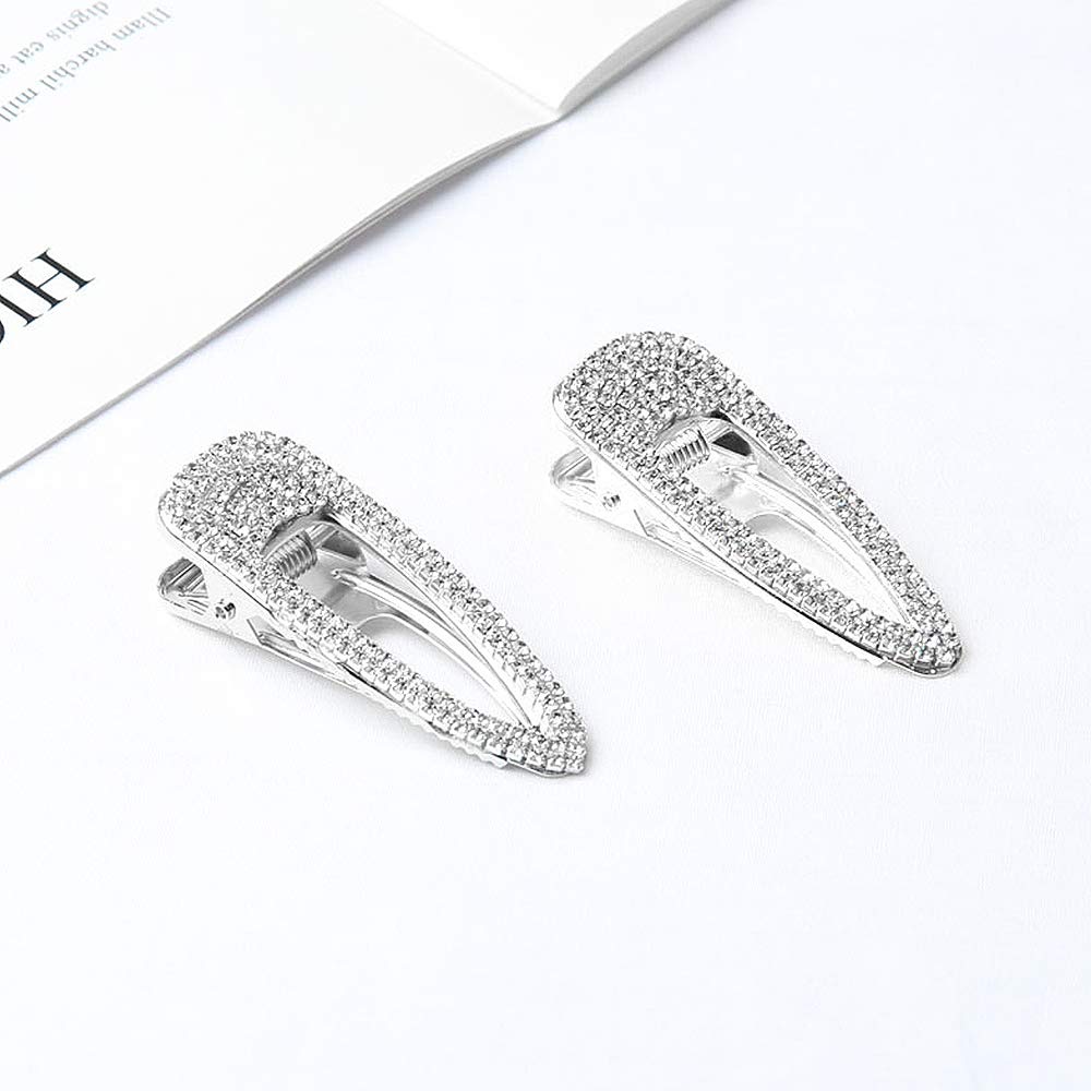 2PCS Silver Rhinestone Hair Clips for Women - Party & Wedding Accessories