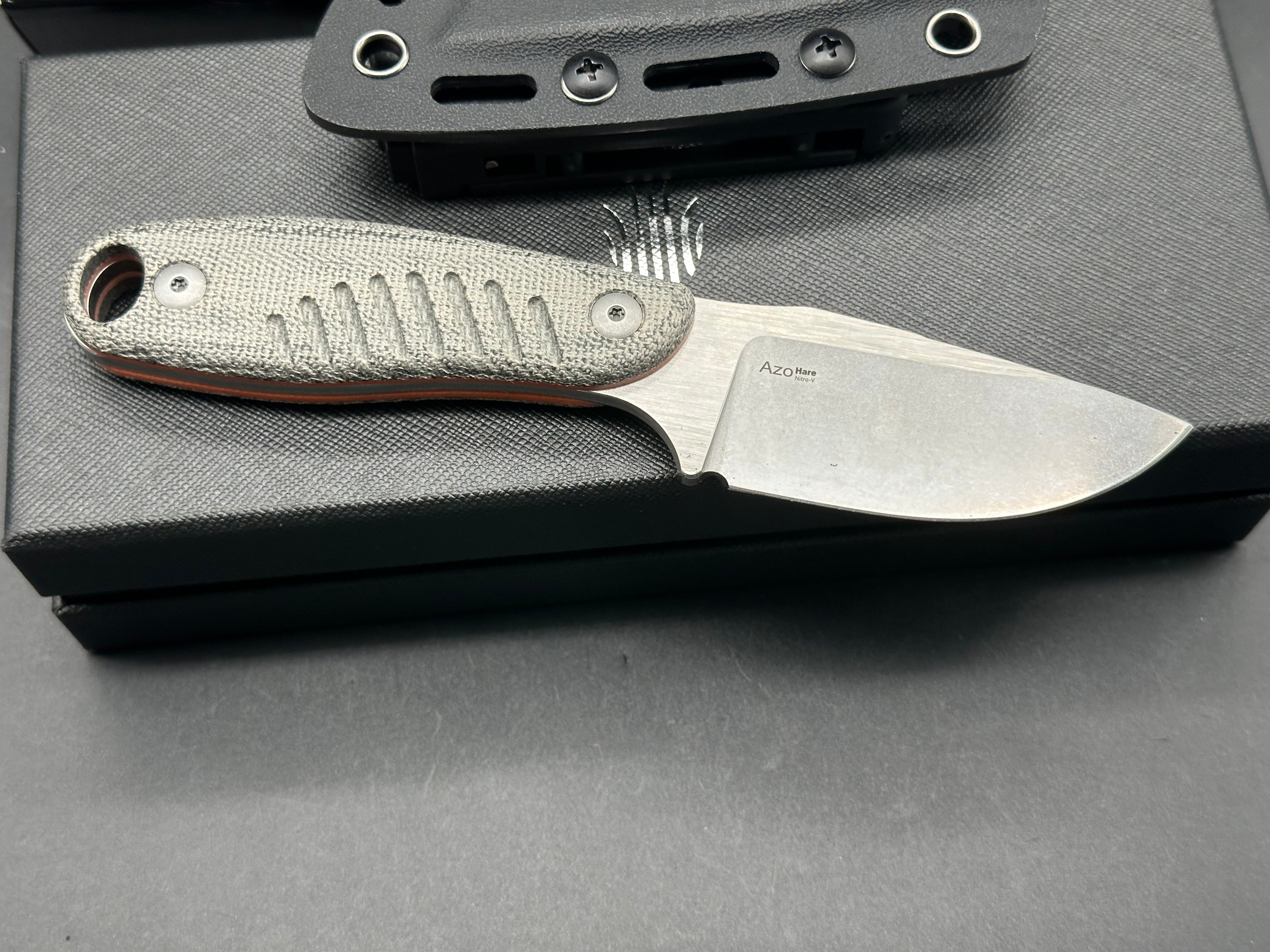 KIZER HARE Fixed Blade Knife - Black Micarta/G10 Handle, Nitro-V Steel Plain Edge - Hunting, Camping & Outdoor Survival Knife