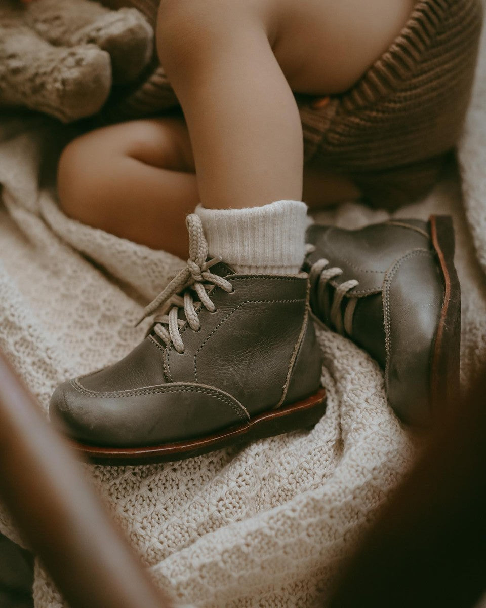 Pine Green Antigua Kids Leather Boots - Waterproof & Comfortable for Outdoor Play, Hiking, and Winter Wear