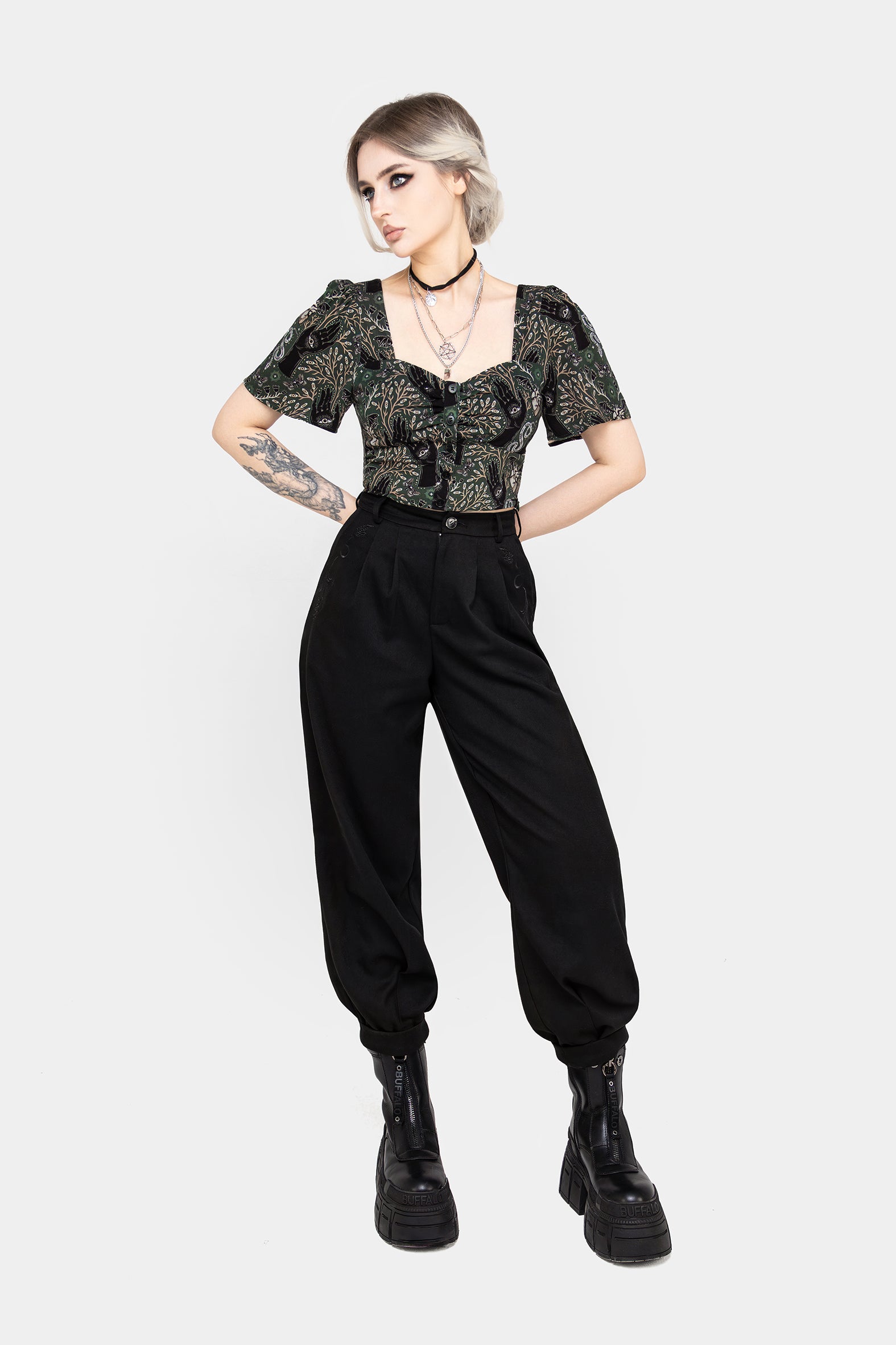 Stylish Hemlock Button Up Crop Top in Green - Perfect for Casual Outings & Summer Fashion