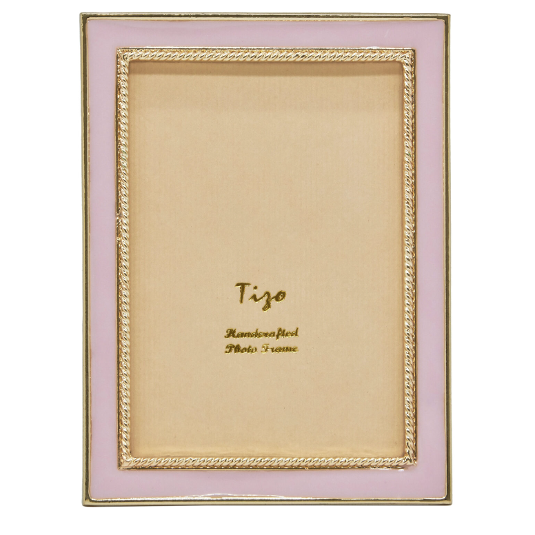 Vintage Style Enameled Gold and Pink Picture Frame - Elegant Home Decor for Wall Art, Photos, and Wedding Memories | Perfect for Living Room, Bedroom, and Gift Giving