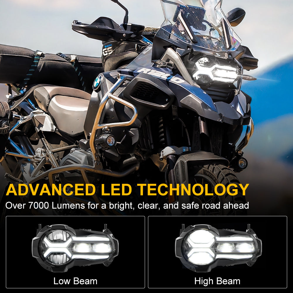 LOYO LED Headlight with Hi/Lo Beam & DRL for BMW R1200 GS R1250 (2014-2019) - E-Mark Approved - High Visibility Motorcycle Headlight for Night Riding & Adventure Tours