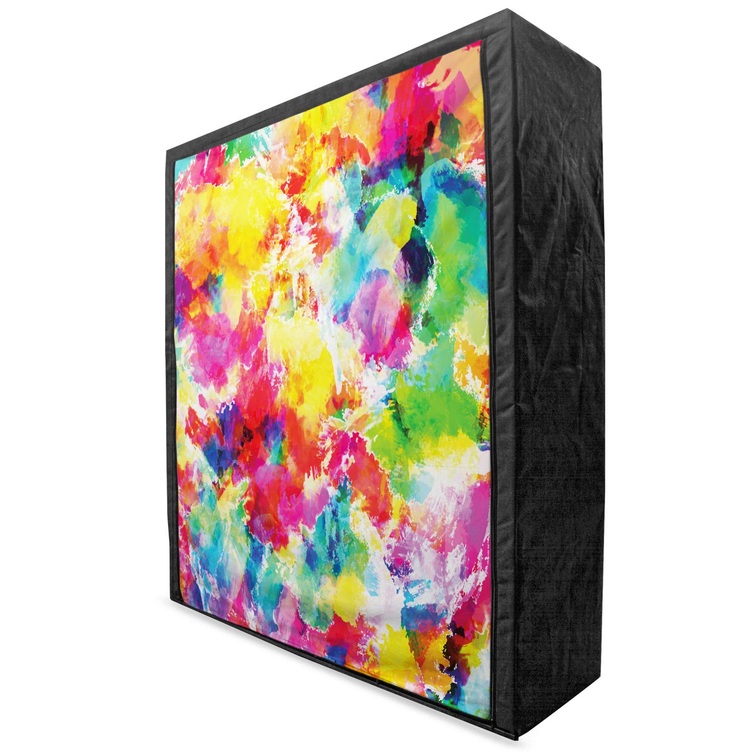 Ambesonne Pastel Portable Fabric Wardrobe - Oil Painting Style Abstract Watercolor Print Clothing Organizer with Shelves, 59 Inch Multicolor - Perfect for Bedroom, Closet, Dorm & Travel Storage