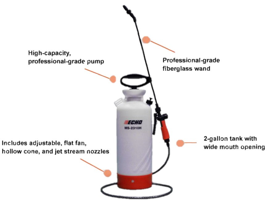 ECHO MS 2310H 2 Gallon Handheld Manual Sprayer - Portable Garden Sprayer for Weed Control, Pest Treatment & Lawn Care | Perfect for Home Gardening, Landscaping & Agricultural Use