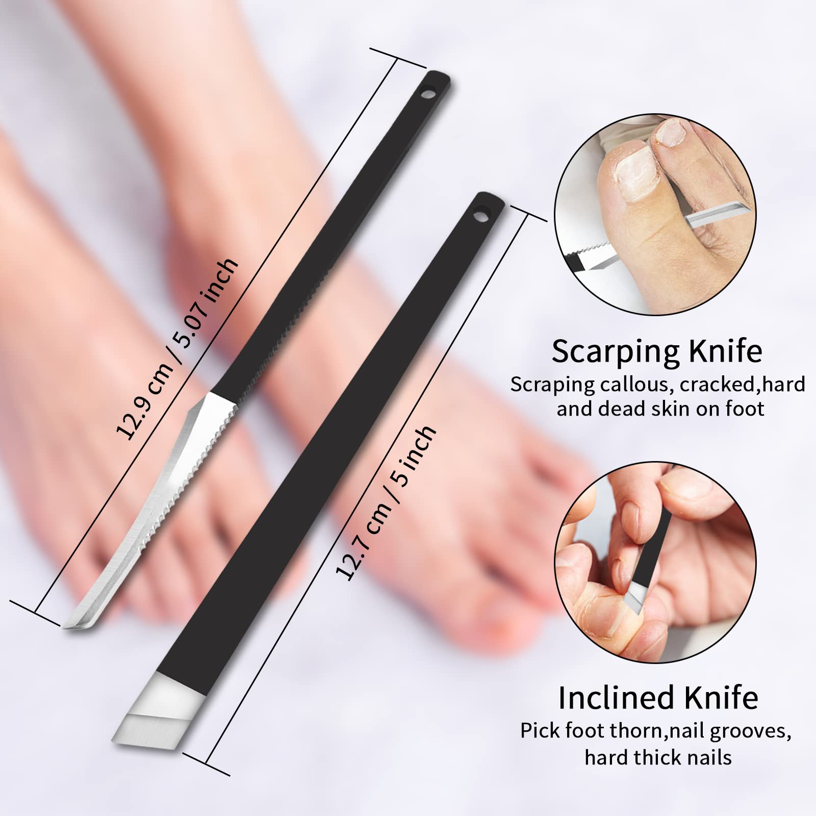 Professional Ingrown Toenail Pedicure Tool Kit - 6 Piece Stainless Steel Nail File, Lifter, Pusher & Sharp Blade Knives Set for Ingrown Toe Nail Care & Foot Repair - Perfect for Home Pedicures, Salon Use & DIY Nail Treatment